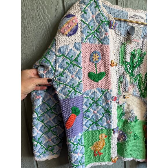 Rare Vintage 1993 Eagle's Eye Easter Spring Embroidered Cardigan, Small - Picture 3 of 9